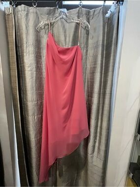 Posh Couture Rose-Red Asymmetrical Slip Dress
